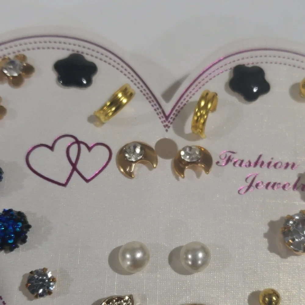 Elegant Set of 12 Different Shape Colorful Stud Earrings Women's Fashion Jewelry